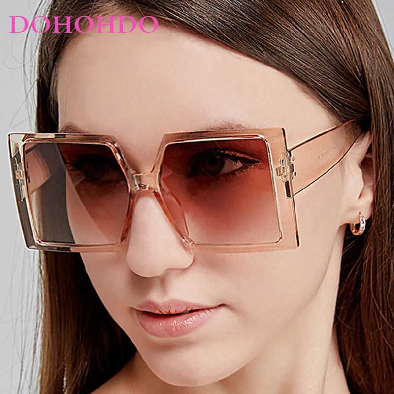 

Trendy Oversized Square Women's Sunglasses Luxury Brand Designer Candy Colors Men Sunglass Outdoor Travel Eyewear Female UV400
