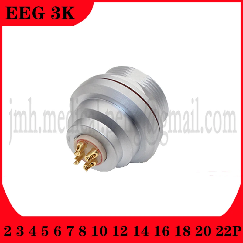 

EEG 3K 2 3 4 5 6 7 8 10 12 14 16 18 20 22 24 26 32Pin Waterproof IP68 Aviation Metal External Nut Fixing Female Socket Connector