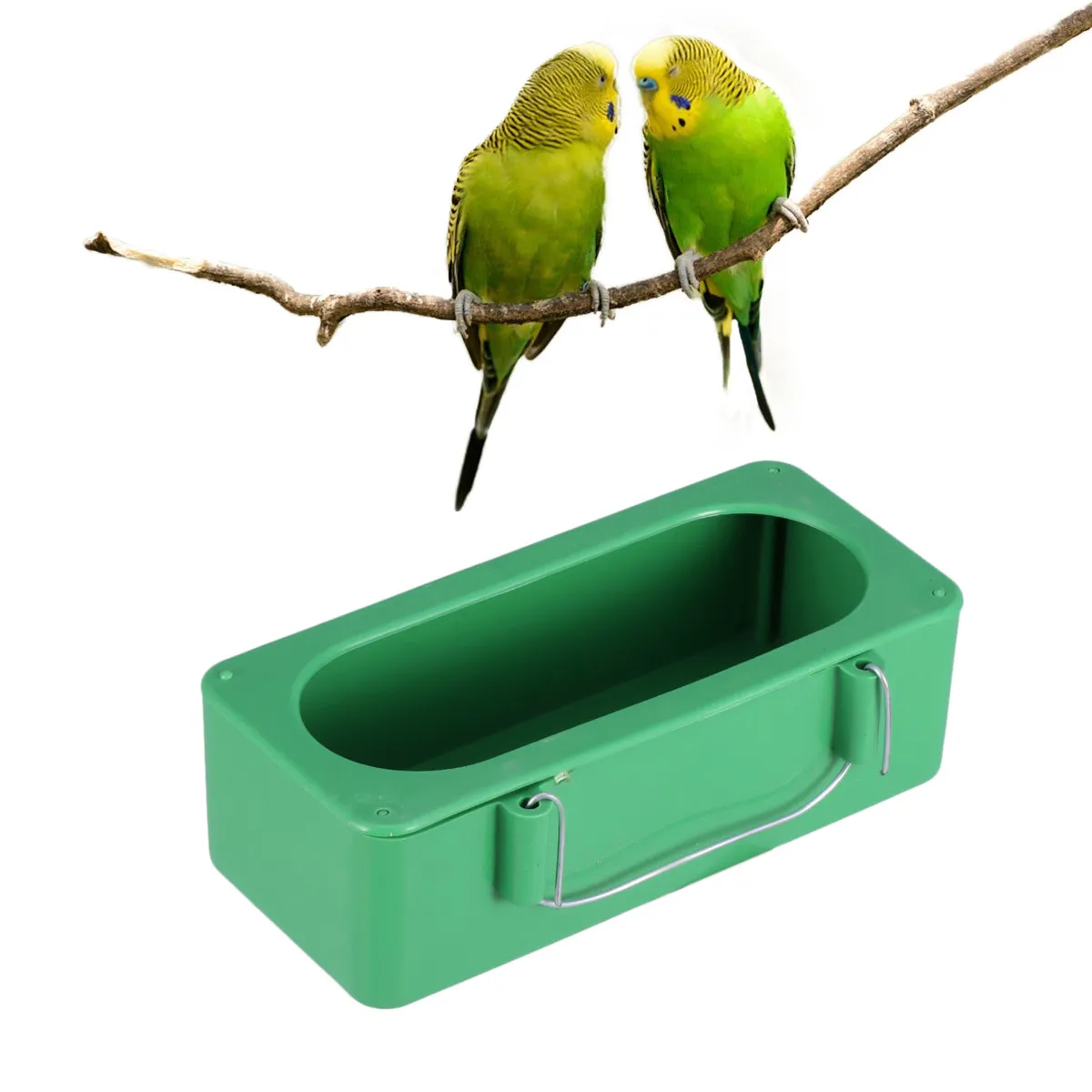 

Набор из 3 пластиковых мисок для кормления попугаев, защита от брызг, красочный дизайн, утолщенные, легко моются, для использования в клетках для птиц, зеленые