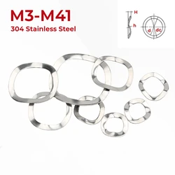 M3 M4 M5 M6 M8 M10 M12 M19 M23 M25 M27-M41 304 Stainless Steel Wave Washer Three Wave/Five Wave Crest Type Gasket Spring Washer
