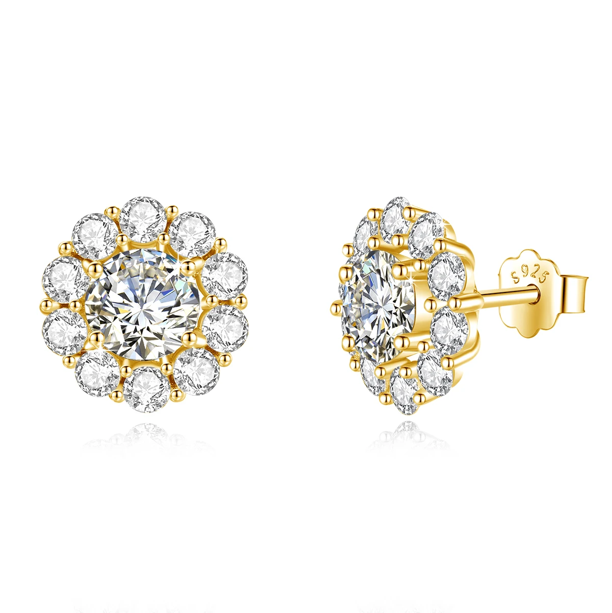 Szjinao 2-karatowe diamentowe kolczyki z moissanitem z certyfikatem D Color VVS1 Charm Flower Studs Kolczyki dla kobiet Trend na prezent