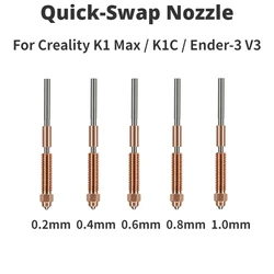 Boquilla de intercambio rápido Creality de 0,2,0,4,0,6,0,8,1,0 mm para boquilla de acero endurecido K1 Max K1C Ender-3 V3, impresión mejorada de alta velocidad