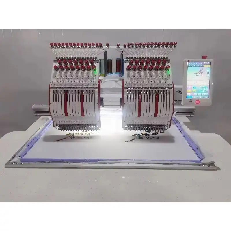 C-Type Computerized Embroidery Machine 12 15 Needle Single Head 800x500mm Area 1200 RPM for Cap T-shirt Flat