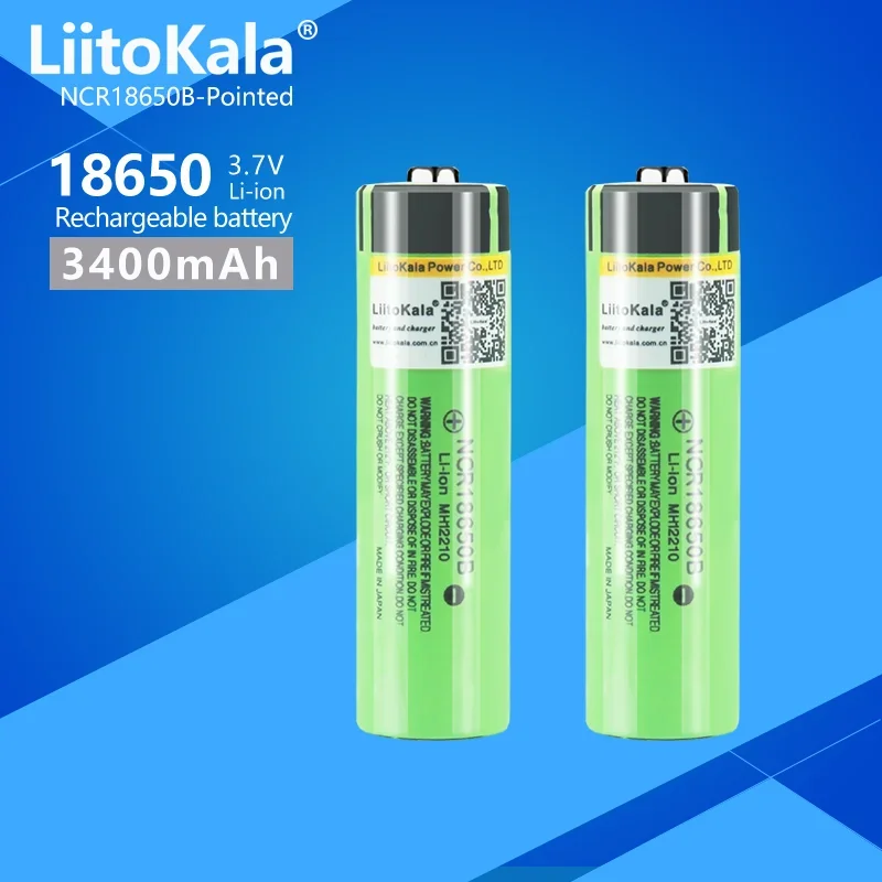 1-10PCS LiitoKala 34B 100% New Original NCR18650B 3.7v 3400 mah 18650 Lithium Rechargeable Battery Flashlight batteries