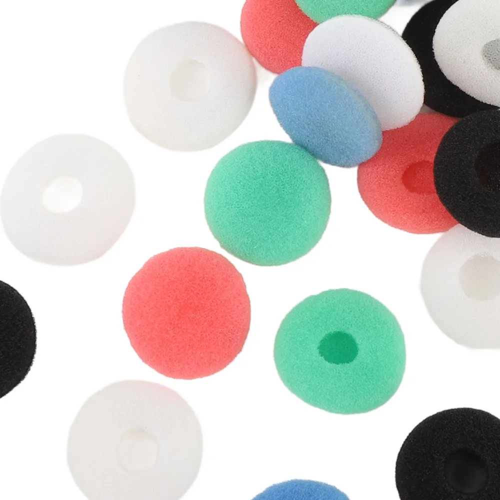 50pcs 15mm Earbud Sponge Cover Soft Foam Black White Red Blue Green Earbud Tip Noise Isolation Sponge MP4 Player