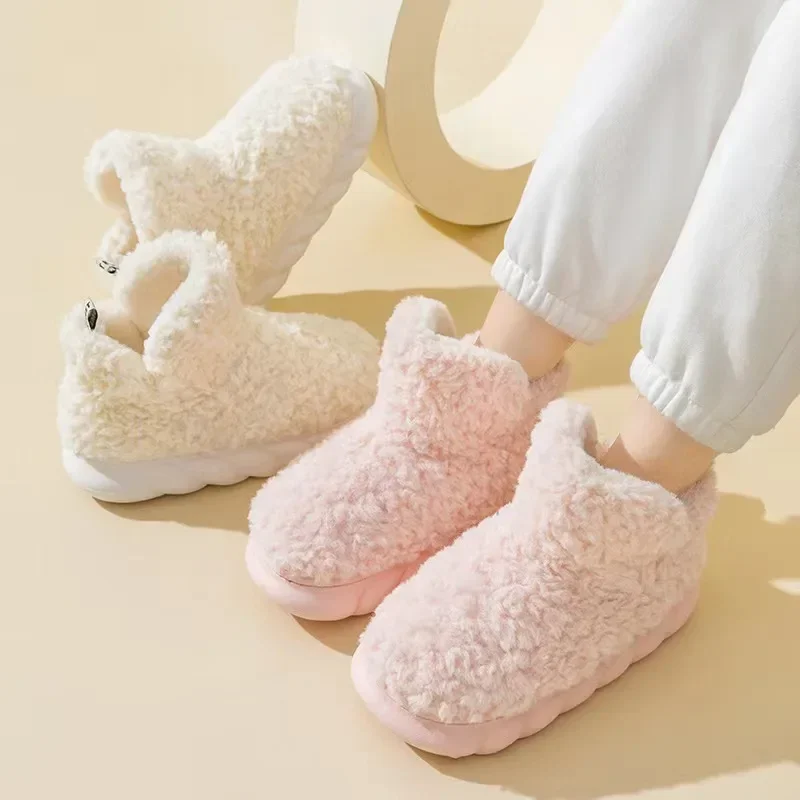 Pantofole per le donne inverno 2024 nuovi stivali caldi e accoglienti per la casa Indoor Cute Soft Sole scivoli in peluche per scarpe di cotone