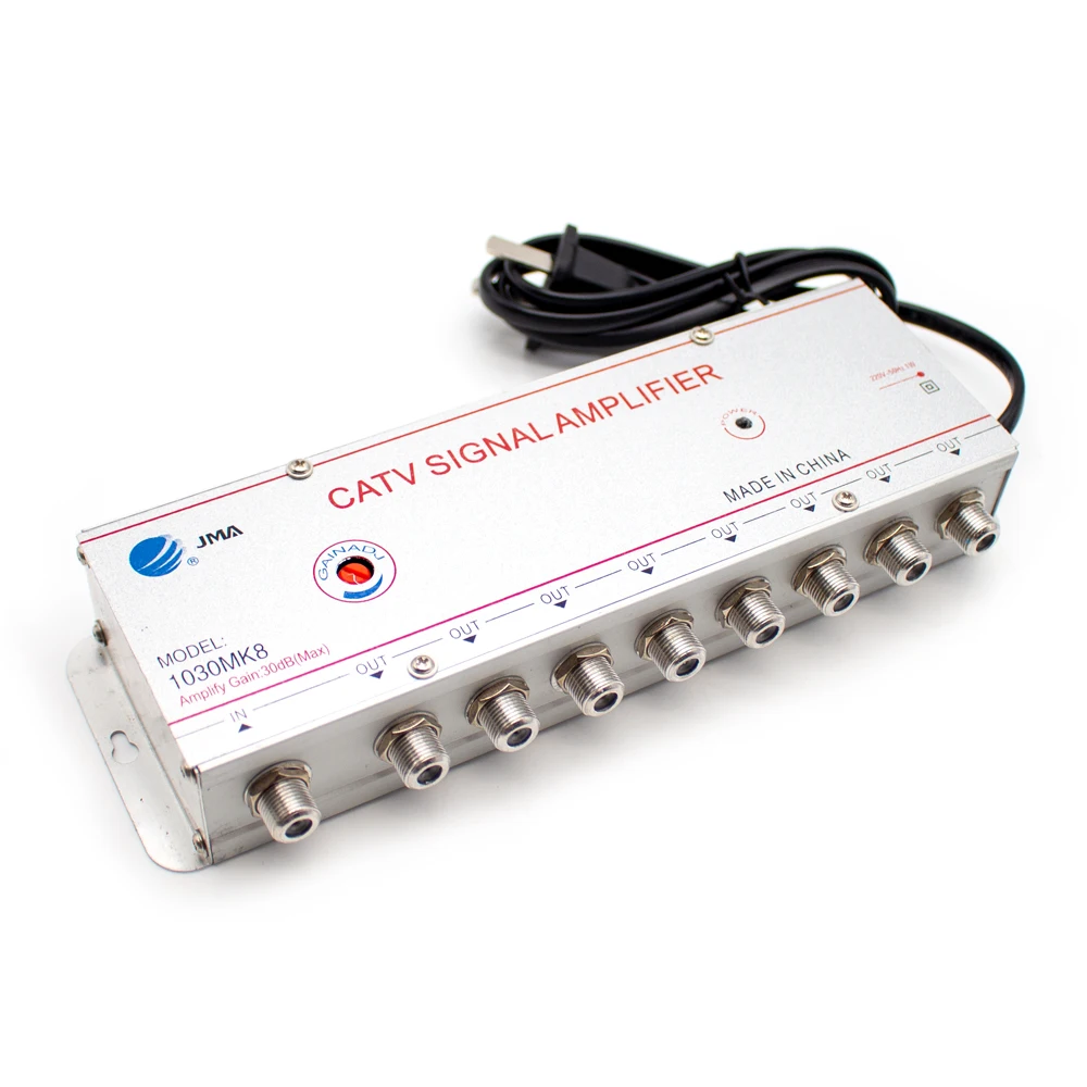 Amplificador de sinal analógico e digital, sinal de tv booster, catv, 1 em 8 out, 30db, 1030mk8, 220v