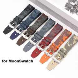 Curved End Camouflage Strap for Omega X Swatch joint MoonSwatch Silicone Rubber Diving Sport Watch Band Bracelet 20mm Men Women