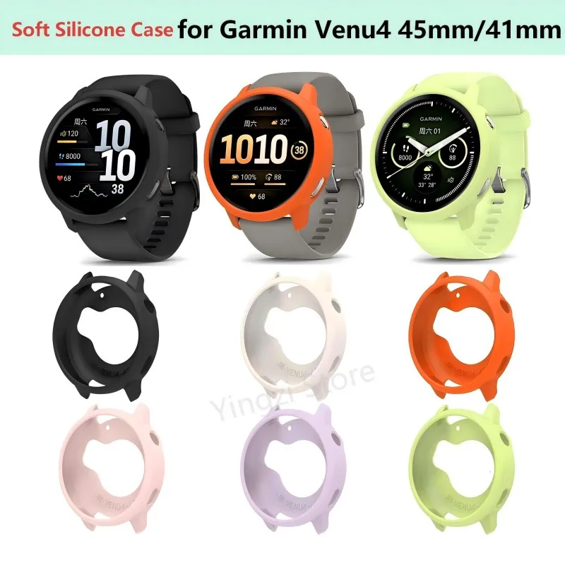 Soft Silicone Case for Garmin Venu 4 45mm 41mm Bumper Hollow Cover Protective Shell Strap for Garmin Venu4 SmartWatch Accessory
