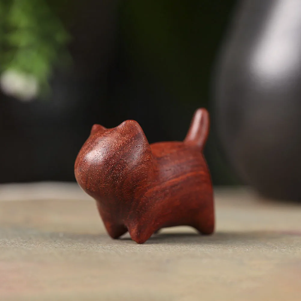 

Wooden Cute Cat Carving Small Kitten Statue Home Decor Ornament Portable Lightweight Wood Cat Sculpture Home Decoration