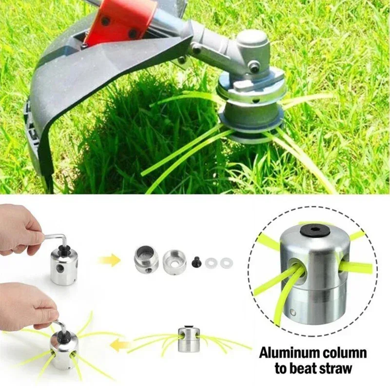Cabeça de alumínio aparador grama com 4 linhas cortador de escova cabeça cortador de grama acessórios linha corte cabeça para strimmer ferramenta substituição