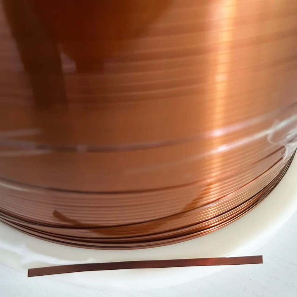 

Motor Coil Flat Magnet Wire TH 0.3mm Width 3.5mm Polyimide 220 Class Enameled Copper Wire for Transformer, Inductor Windings