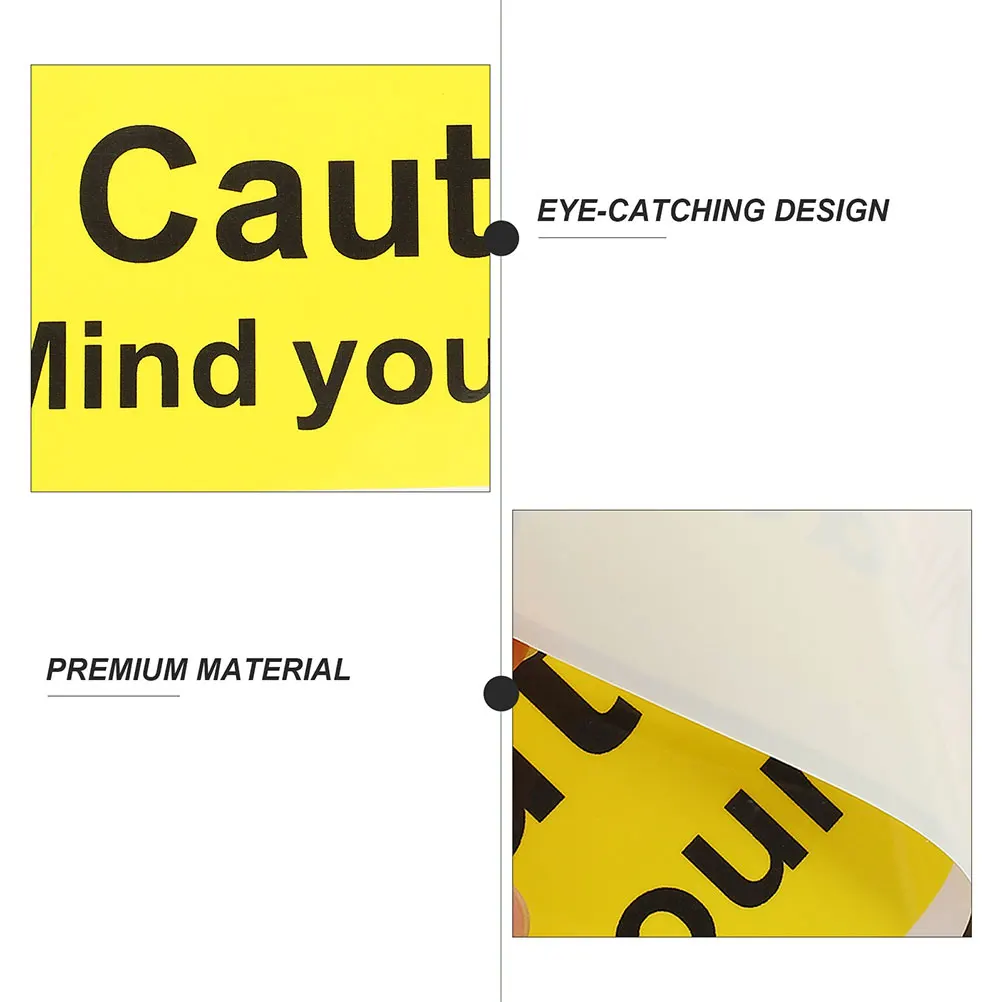 

2 Pcs Sticky Signage Stickers Low Ceiling Watch Your Removable Yellow Pvc Cautionary