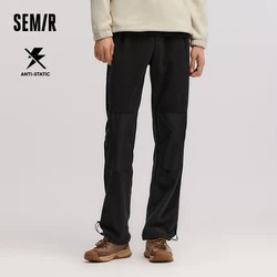 Semir Pants Men Antistatic Polar Fleece 2024 Winter New Patchwork Outdoor Style Printed Loose Straight Leg Pants Trousers