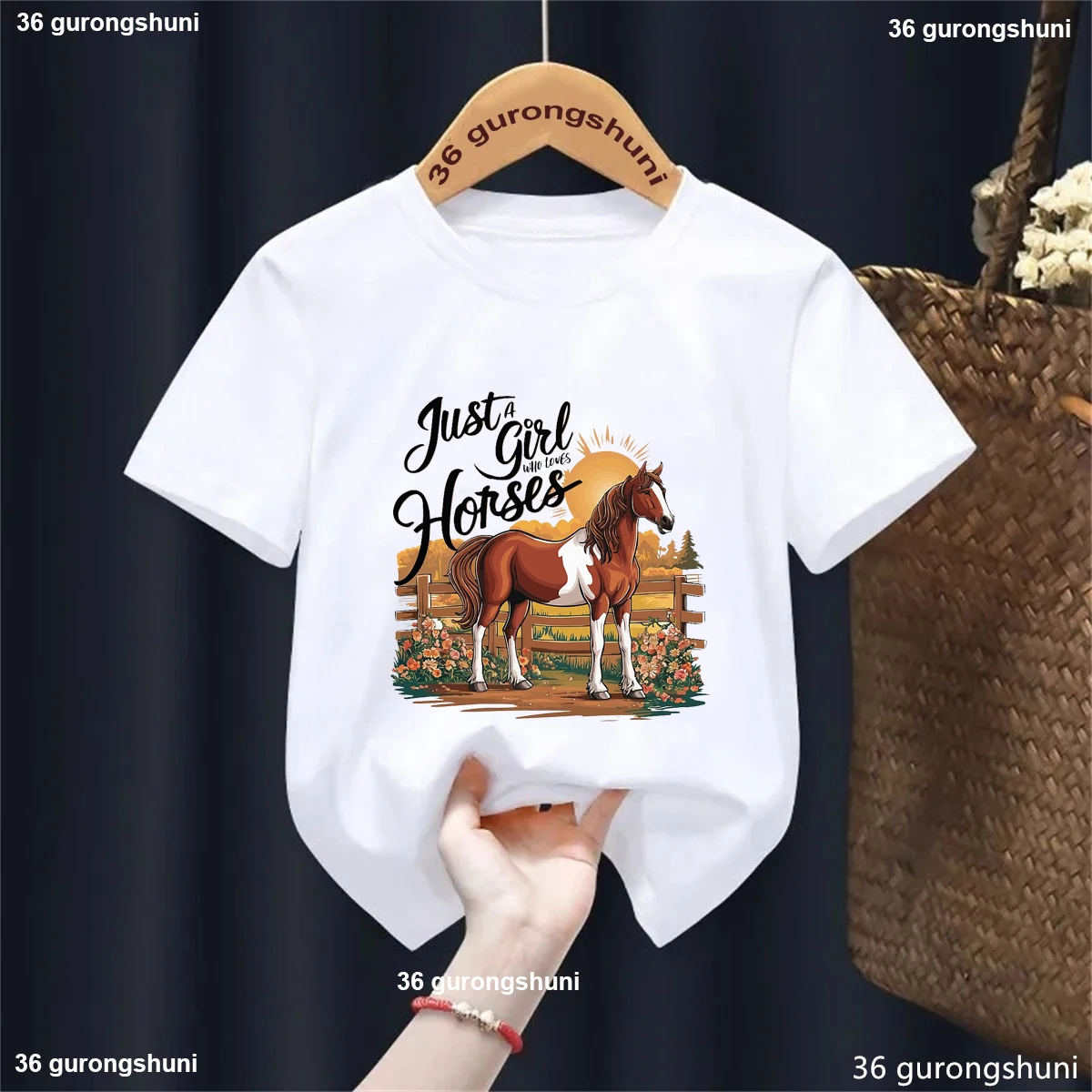 Just A Girl Who Loves Horses Graphic Print T Shirt For Girls/Boys Summer Fashion Kids Clothes Harajuku Kawaii Girls T-Shirt Tops