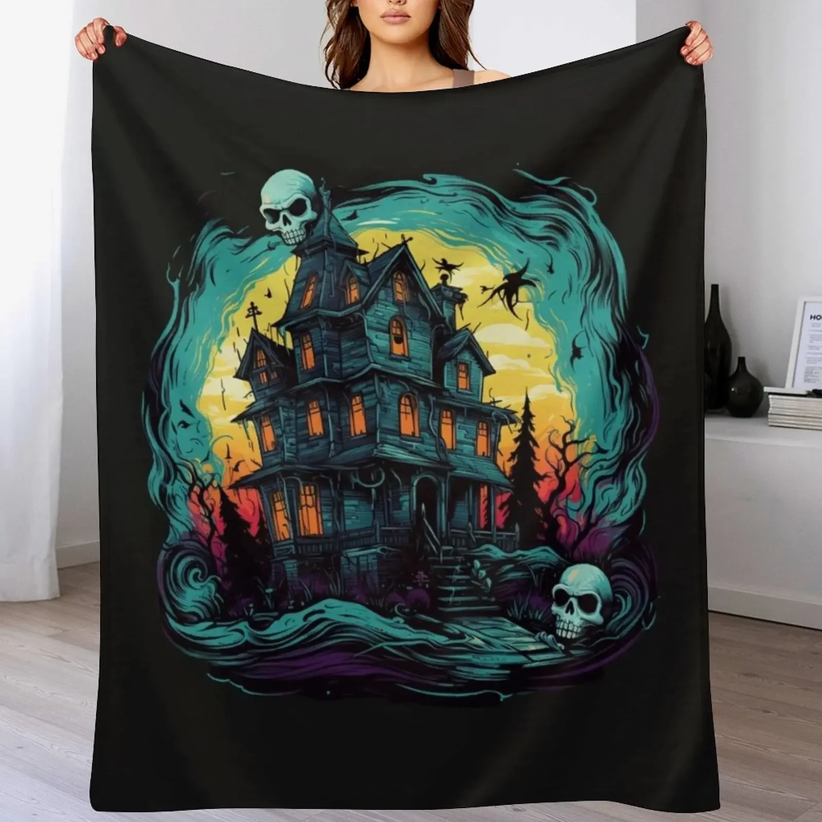 

Haunted House Throw Blanket blankets and throws Luxury Thicken Designers Loose Blankets
