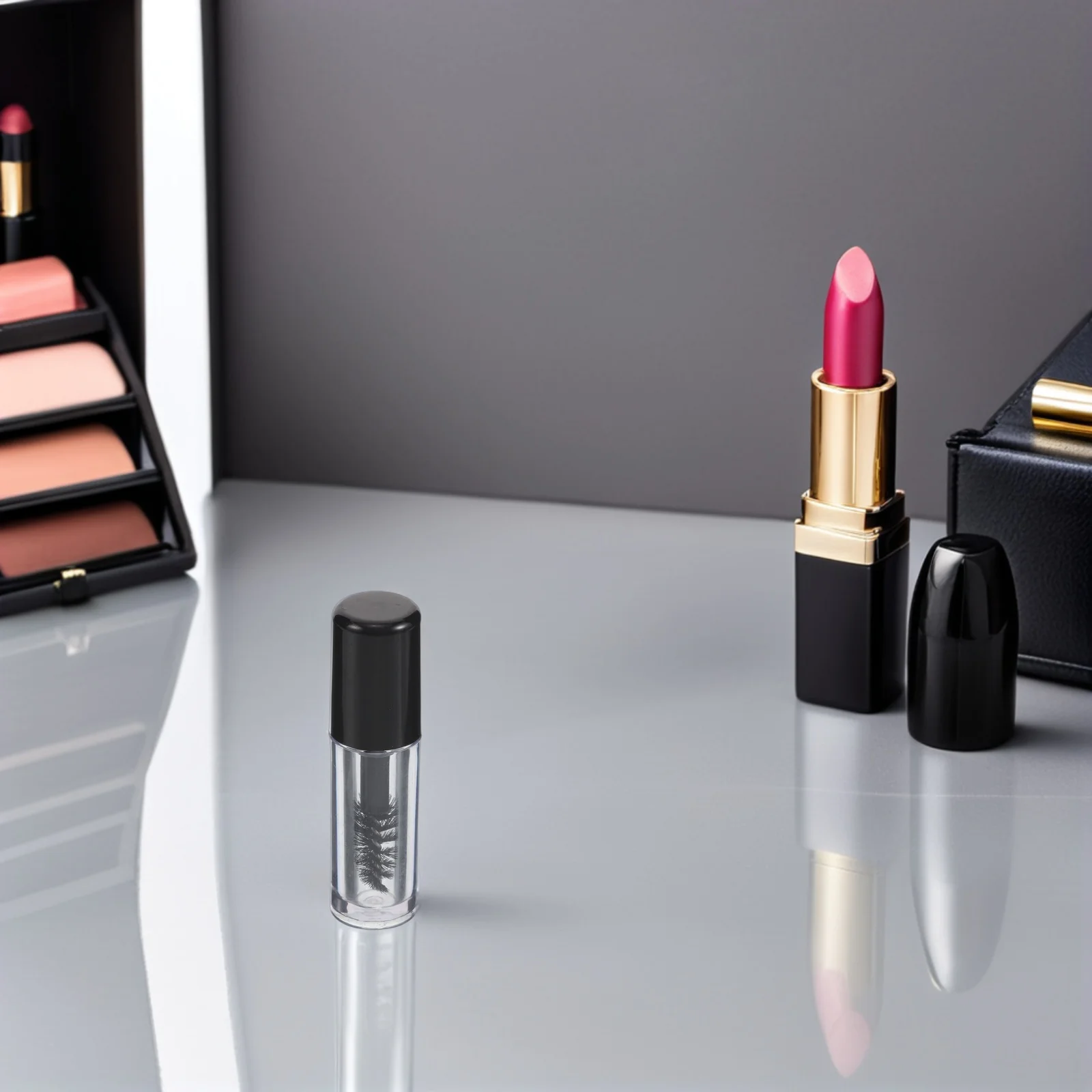 

12Pcs Mini Mascara Tube Transparent Empty Refillable Eyelash Cream Container Travel Size Black Clear Lash Bottle