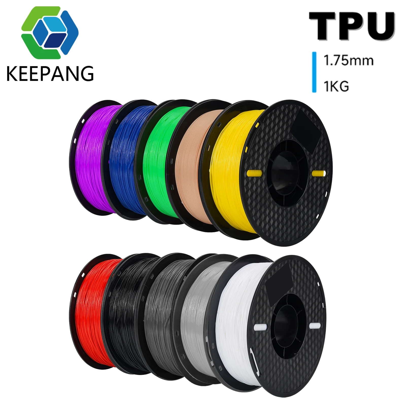 TPU Filament 1KG/Spool Flexible 95A TPU 3D Printer Filament 1.75 mm Dimensional Accuracy +/- 0.03 mm Fit Most FDM 3D Printers