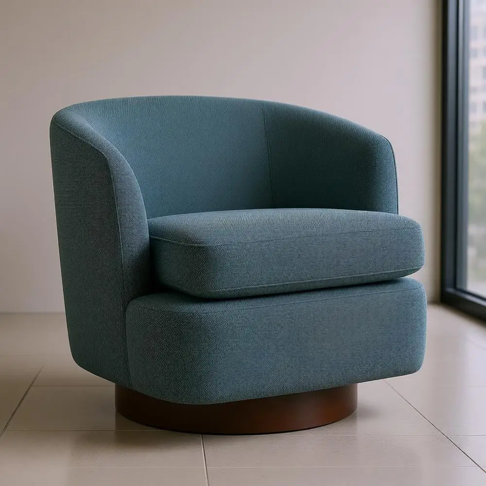 

Современный зеленый вращающийся стул-бочка с деревянным основанием для гостиных и спален