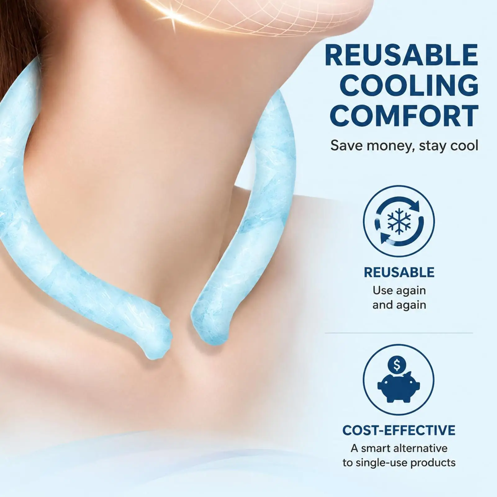 Summer Neck Cooling Ring Collar Tube Neck Cooler Ice Pack Reusable For Outdoor Running Fitness Fishing Cycling Travel
