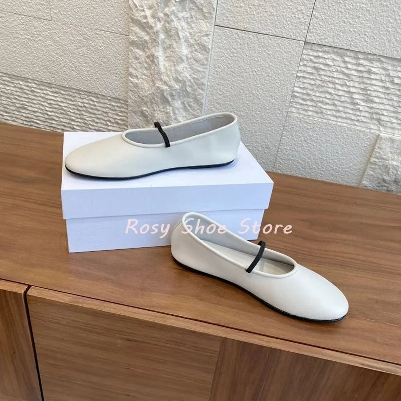 

New Celebrity Style Cute Round Toe Women's Ballet Dance Shoe Comfortable Soft Sole Elastic Straps Slip On Single Shoe Lazy Shoes