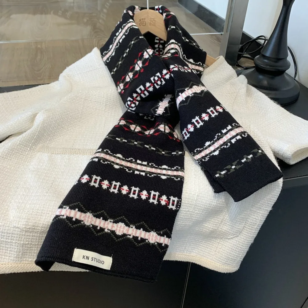 

Simple Icelandic Style Island Style Jacquard Scarf Cashmere Printed Knitted Scarves Warm Korean Style Scarves Wool Shawl Girl