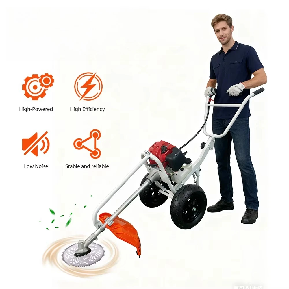 Cutter Lawn Trimmer Wheeled Lawn Mower Push-type Portable Land-Clearing Weeder Hand-pushed Fuel 2-Stroke Grass
