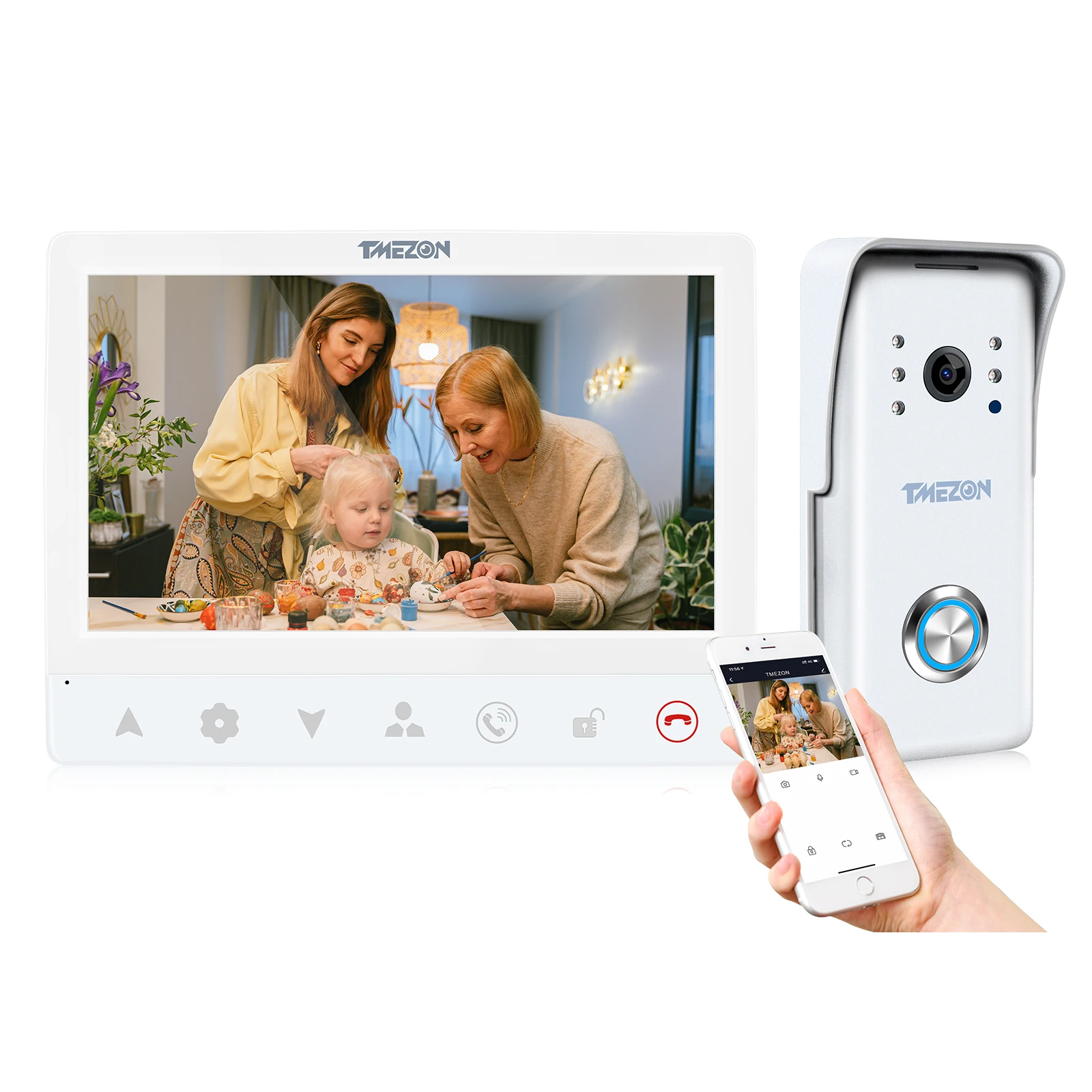 Va-t 'en! TUYA Andrea Home-Sonnette vidéo IP intelligente, système d'interphone sans fil, WiFi, 7 pouces, 1080P, prise en charge filaire, 1 moniteur