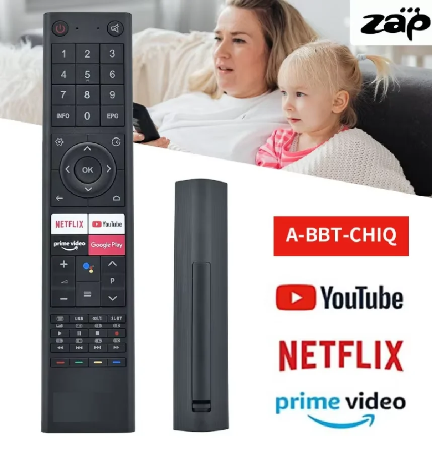 NEW For CHIQ  TV remote  L43M8T Android Smart TV remote | 43 Inch | Full HD | GooglePlaystore | Inbuilt Chromecast | Ne
