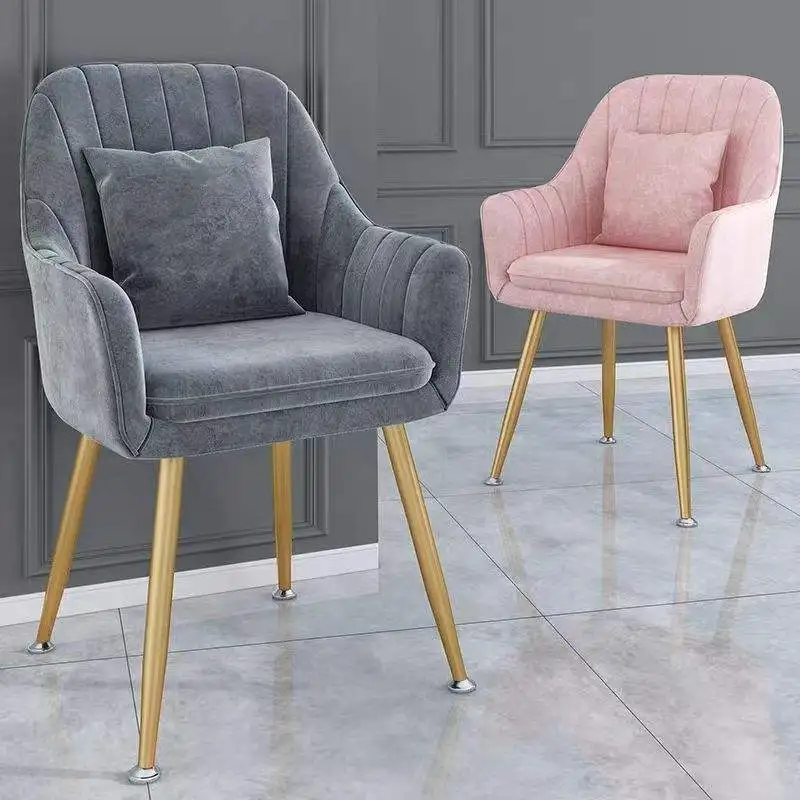 *Nordic Velvet Modern Luxury Design Dining Chair with Gold Metal Leg Upholstered Furniture for Hotel