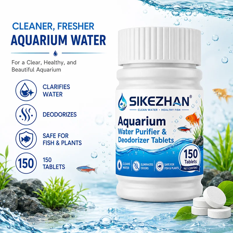 Aquarium Water Clarifier Purifier Tablets Eco-Friendly Fast-Acting Deodorizer 150 Tablets for Fish Tank, Safe for Fish & Plants