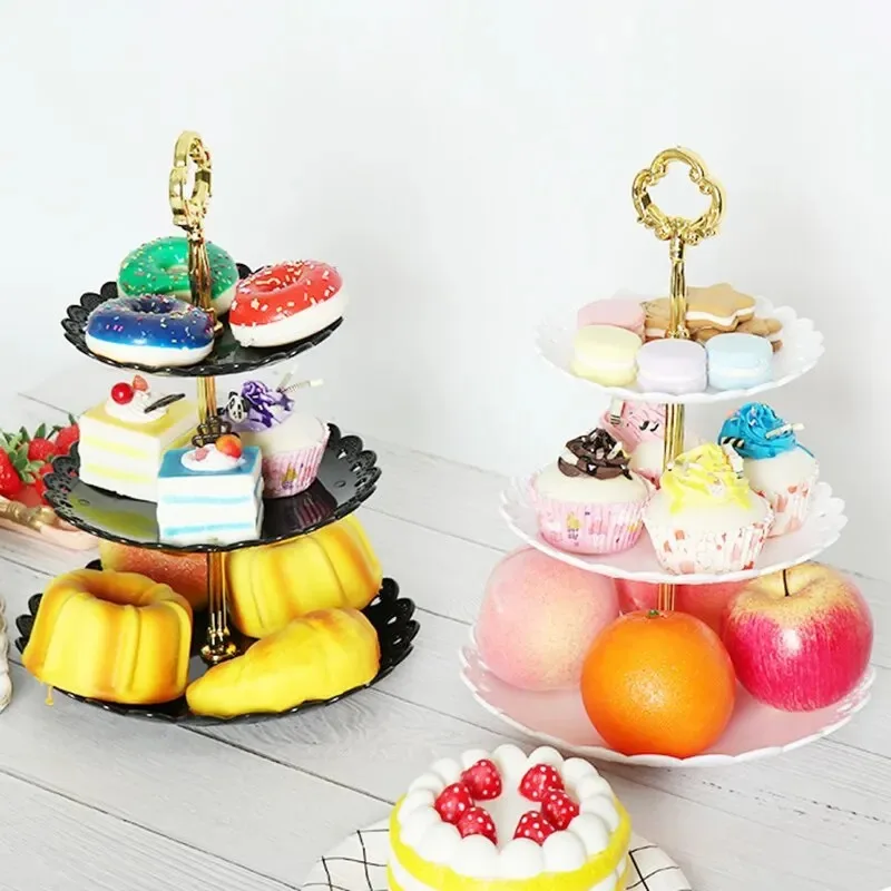 1PC European Dessert Table Fruit Tray Three Layer Cake Stand Rack Wedding Party Candy Plastic Dry Wedding Party House