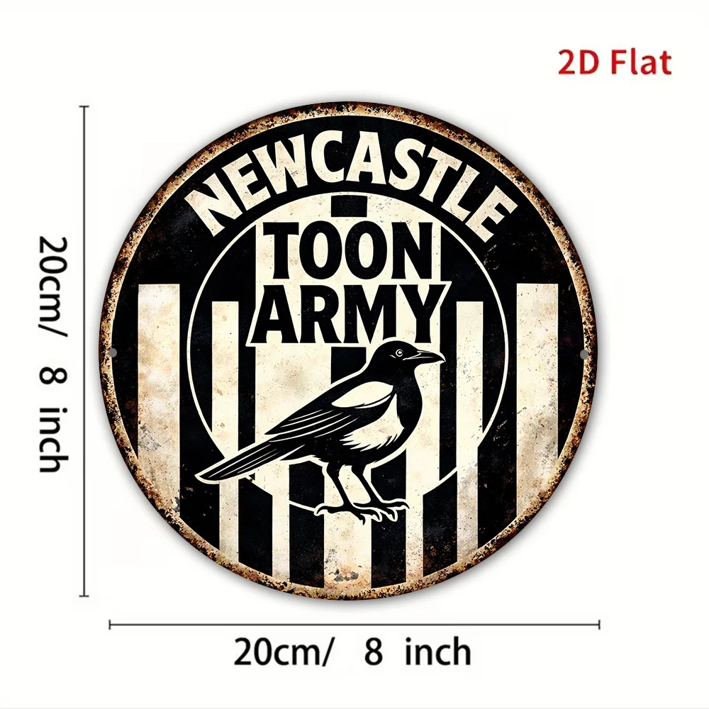 2D Flat, 1pc Newcastle Thorn Army Football Club Sign - Vintage Round Plaque Suitable for Bar, Cave, Decor - Fan Gift, Wall-Mount