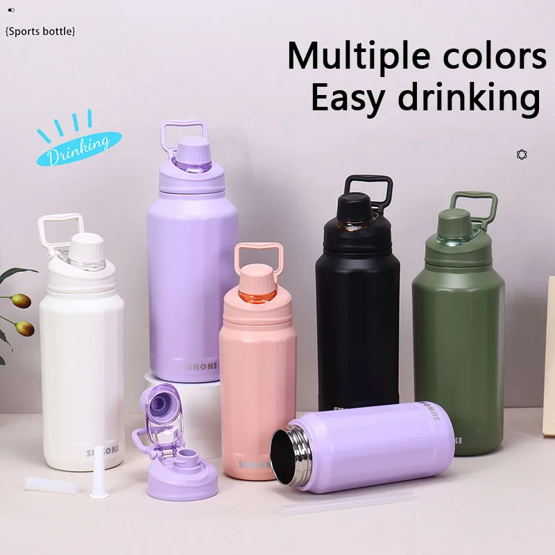 1000ML Cup Large Capacity Vacuum Cup Thermos Bottle Purple Black Red Stainless Steel Insulated Water Bottle Travel Cup