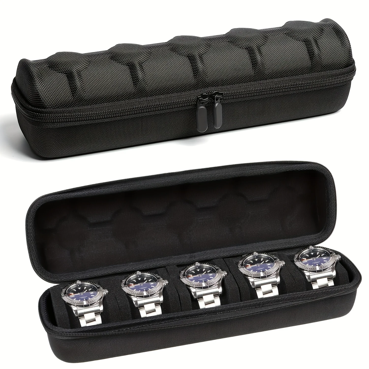1pc Heavy-duty watch storage box with flip cover - portable watch box, suitable for families, travelers, and watch collectors