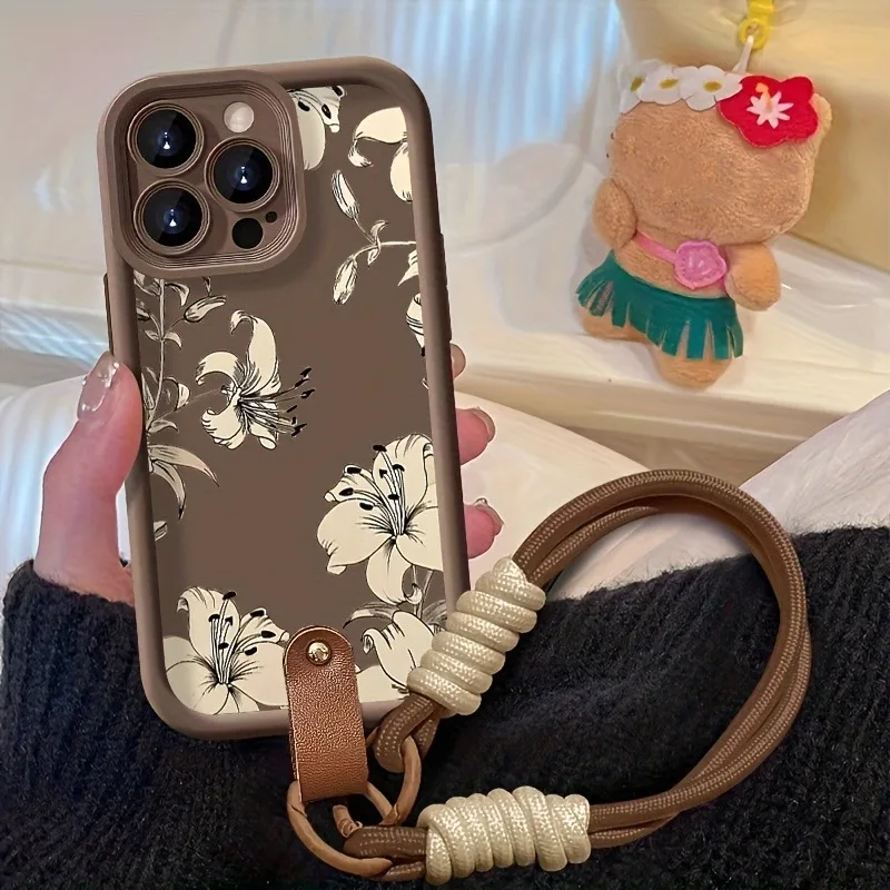 Retro-Blumenmuster Lanyard-Handyhülle für Samsung Galaxy Note 20 S24 S25 S26 Plus S24 S23FE S23 S24 S25 Ultra Cover – Detail 3