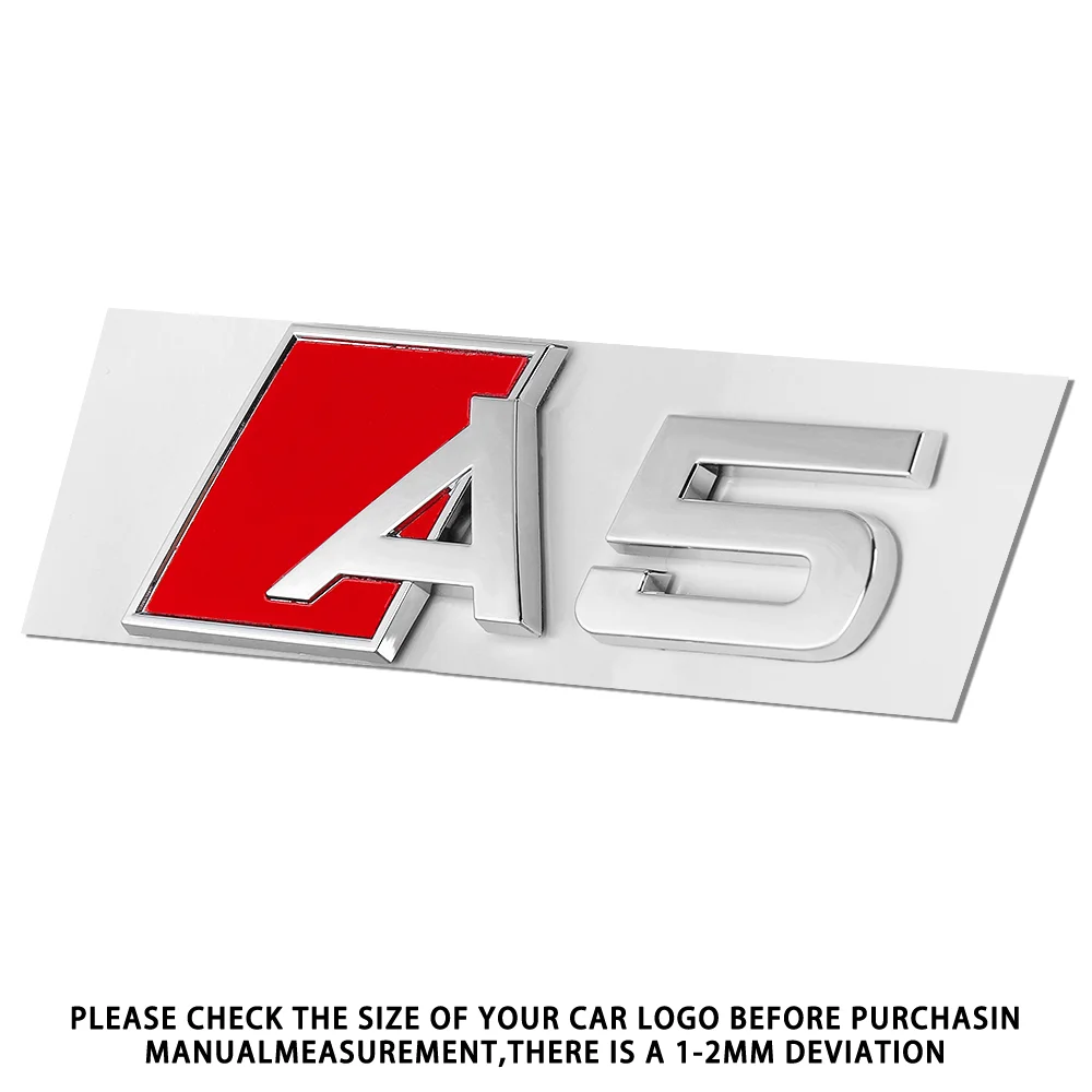 1pc 3D Aluminium für AUDI A3 A4 A5 A6 A7 A8 A3+ A4+ A5+ A6+ A7+ A8+ Auto Brief Hinten Stamm Stoßstange Emblem Aufkleber Schwanz Abzeichen Aufkleber