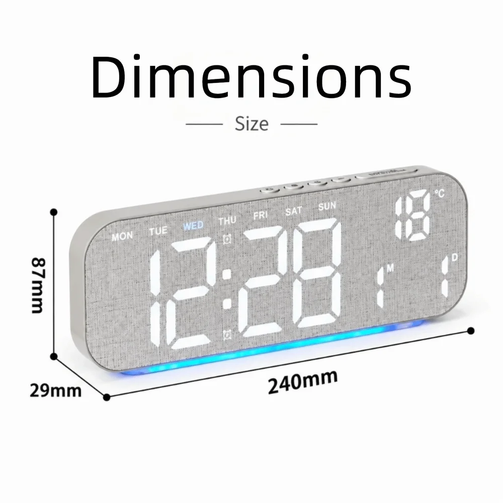 Temperature Display Digital Wooden Clock Date Week Display Hanging Standing Design Countdown Clock Memory Function Alarm Clock