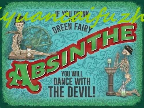 SJKY absinthe green fairy the devil Metal Plaque Sign vintage retro Pub Bar Man Cave