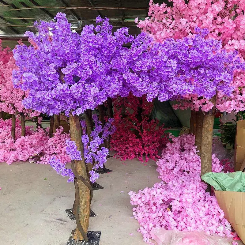 

Purple cherry tree wishing tree artificial flower tree living room wedding hotel shopping mall party event all-match decoration