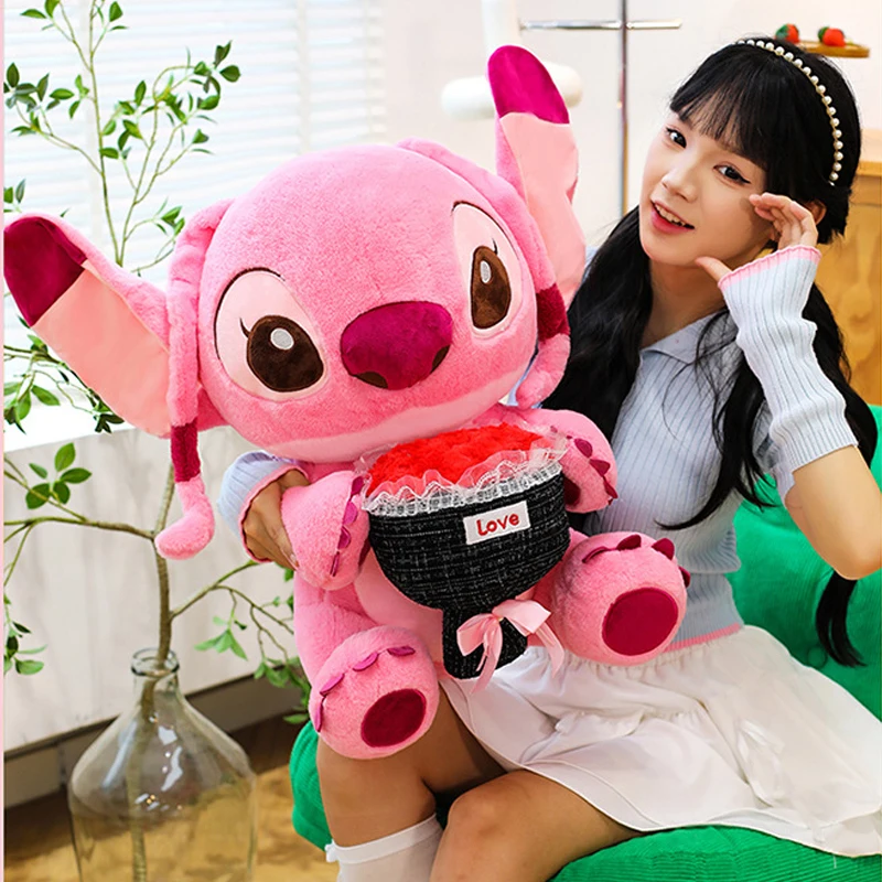 アニメディズニーリロとスティッチぬいぐるみカップル漫画ぬいぐるみかわいいバレンタインデーローズスティッチ人形ぬいぐるみ子供クリスマスギフト