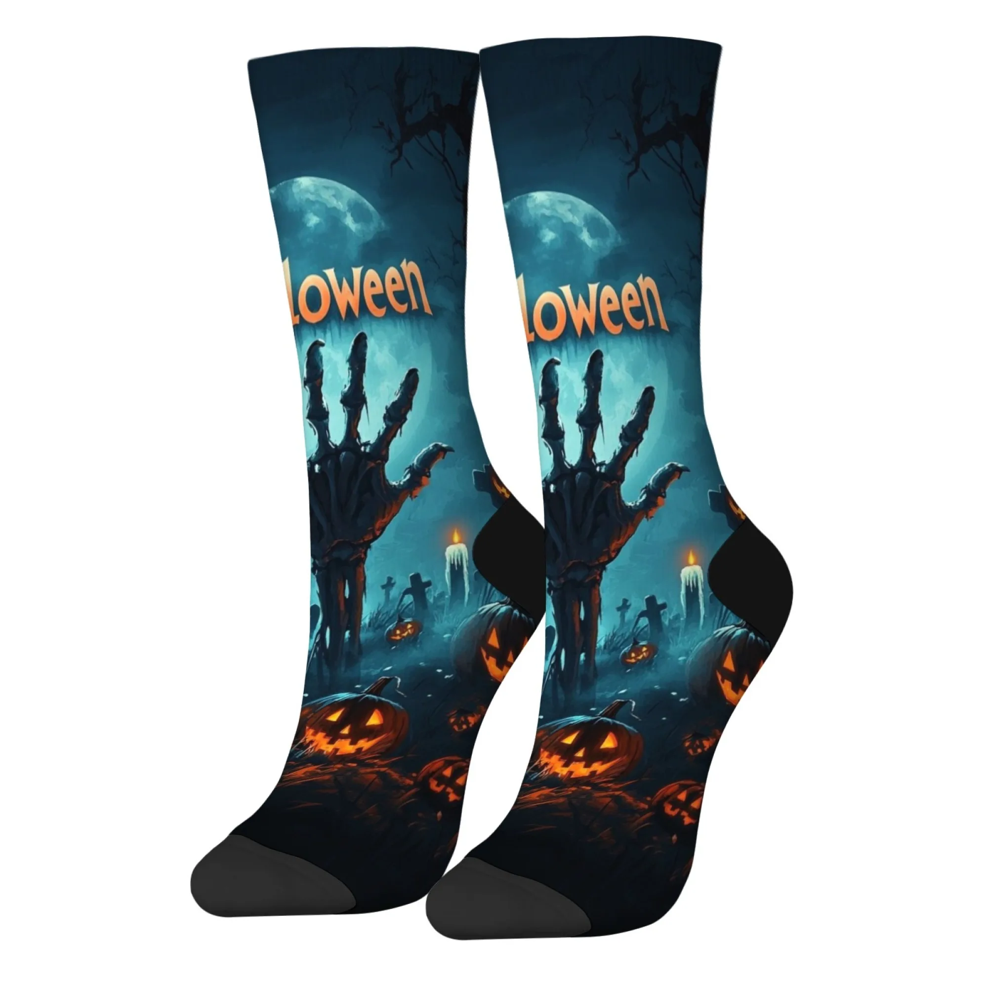 الظلام الهيكل العظمي اليد الرجال الجوارب سعيد هالوين الجوارب هدية الجدة متعة جوارب ضغط ريترو ستايل عارضة الأزياء الجوارب الرياضية #2