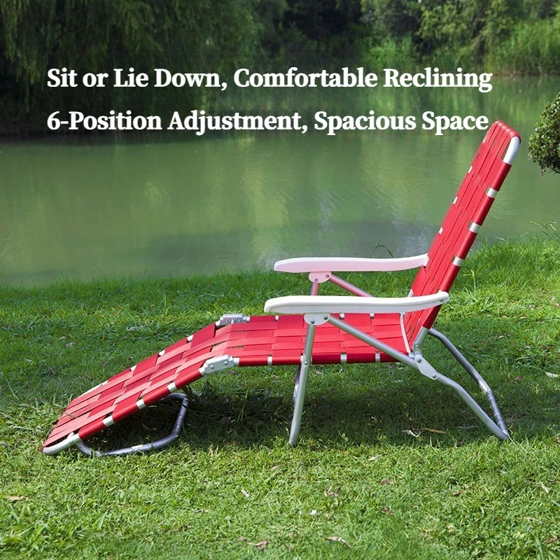 Multi‑Position Adjustable Aluminum Folding Lounge Chair Outdoor for Beach Camping Leisure