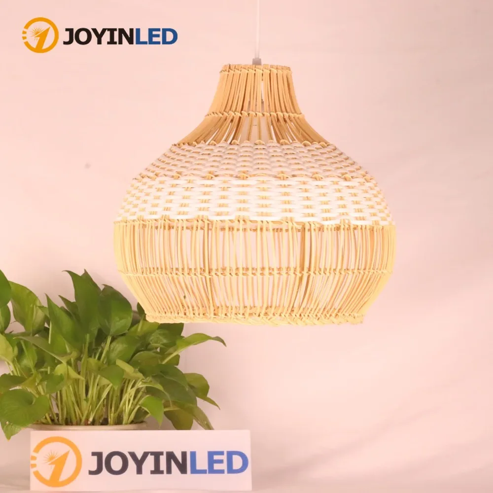 

JOYINLED Rattan Handmade Wicker Chandelier Boho Pendant Light for Kitchen Island Living Room Bedroom Ceiling Home Decor Lamp