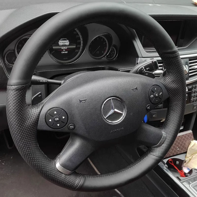 

Custom Genuine Leather Car Steering Wheel Cover 100% Fit For Mercedes Benz E-Class W212 E 300 260 200 2009-2013 Car Accessories