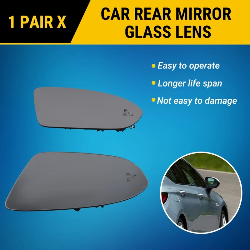 Car Heated Rear Mirror Glass Lens With Blind Spot Assist Function For Opel Vauxhall Astra K 2015-2019 Side Mirror Lens