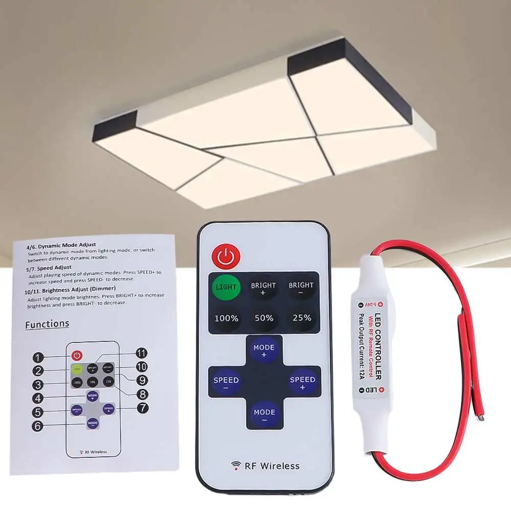 

12V Wireless Mini for LED Strip Light Switch RF Wireless Remote Switch Controller