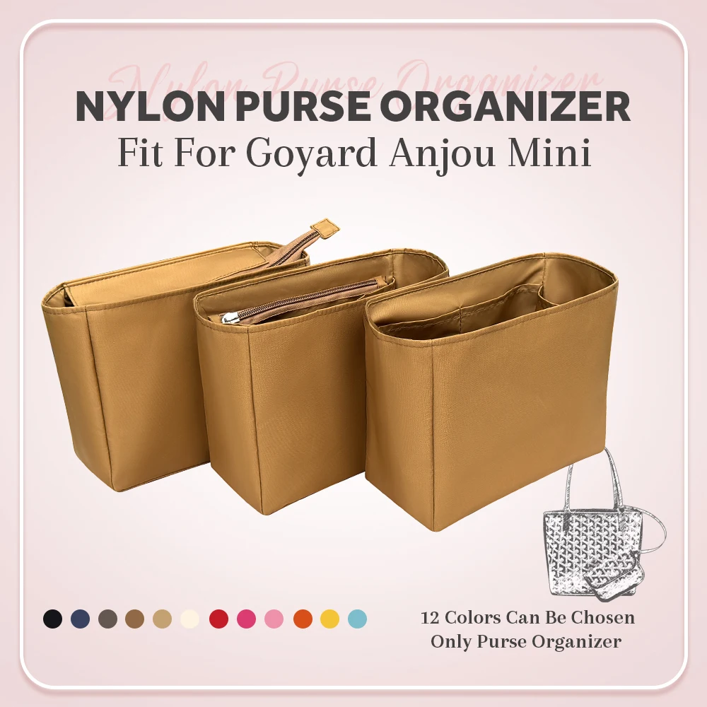 

Nylon Purse Organizer Insert, Zipper Inside Storage Bag Fit for Goyard Anjou Mini Inner Liner Bag Organizer Insert Bag In Bag