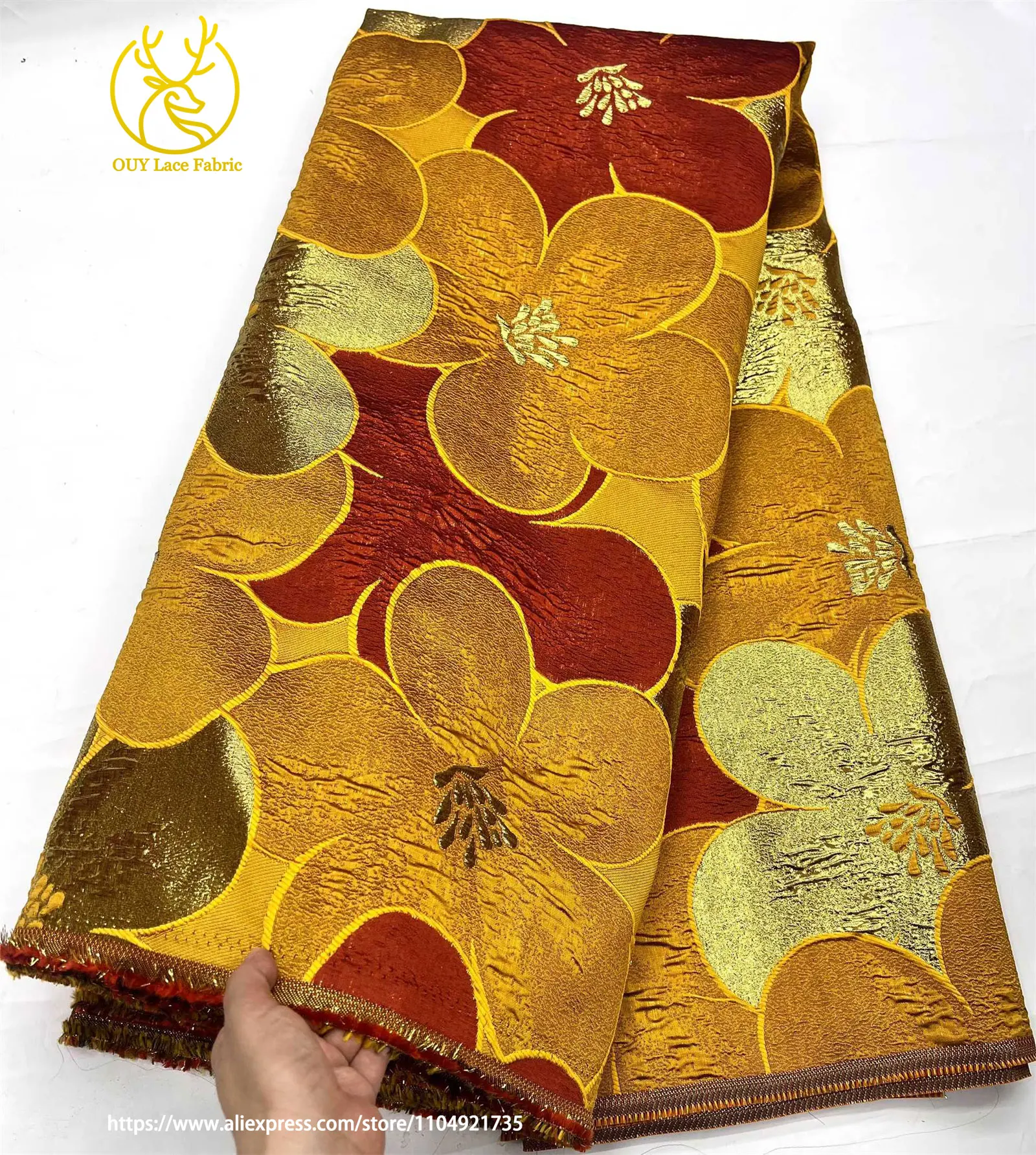 2026 Bestseller Afrikanischer Jacquard-Spitzenstoff 5 Yards Hochwertige Modische Französische Nigerianische Damenkleidung Nähstoffe – Detail 7