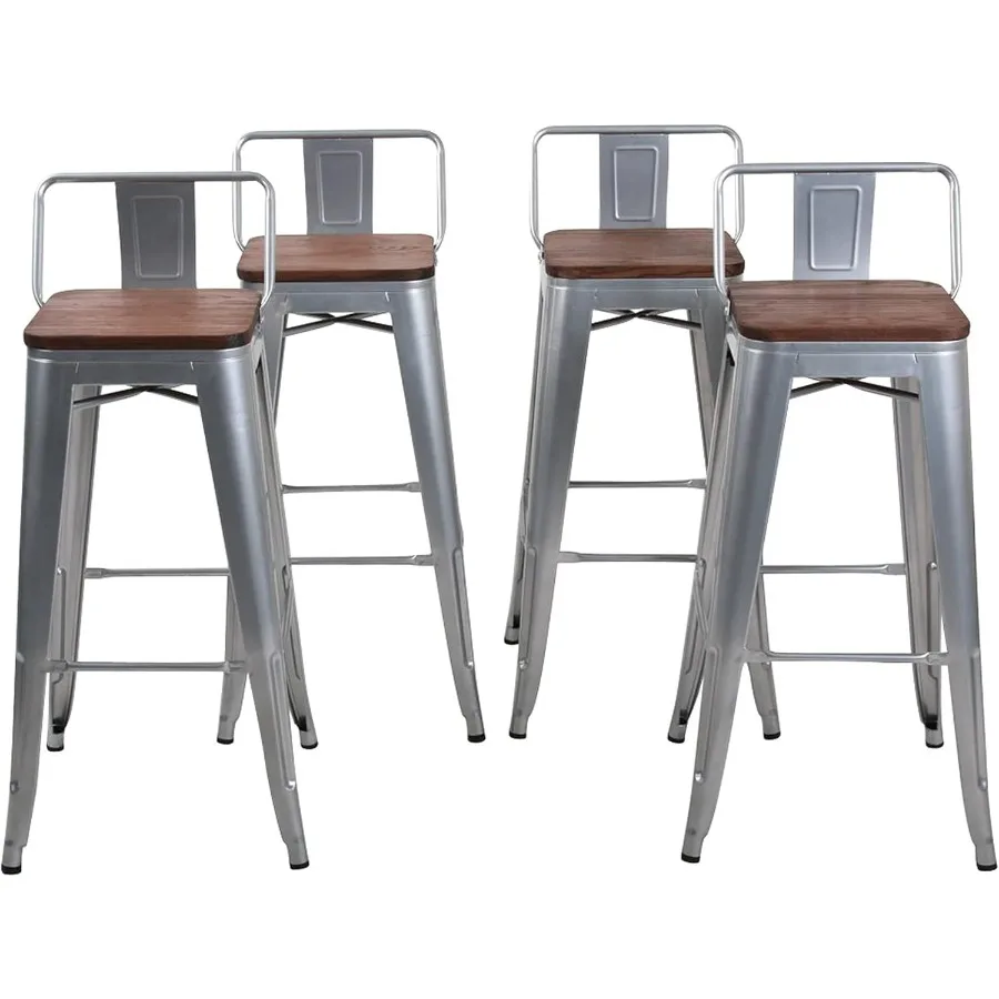 

Changjie Furniture 30-дюймовые барные стулья, набор из 4 промышленных металлических барных стульев, барный стул со спинками для домашней кухни 30 i